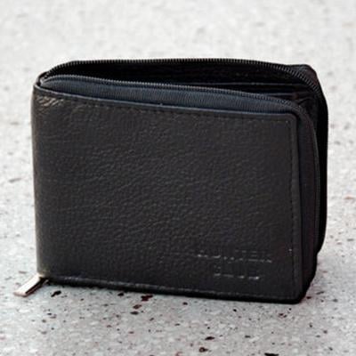 Mens Genuine Leather Wallet 2 Fold Zipper Wallet Wlt0006 Black