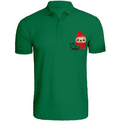 BYFT 110101009657 Holiday Themed Embroidered Cotton T Shirt Koala Bear with Let it Snow Personalized Polo Neck T Shirt Green Medium