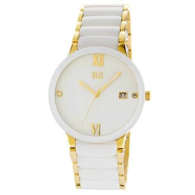 Eliz Mahal ES8740G4GWW Gold Stainless Steel Case and Ceramic Band Mens Watch