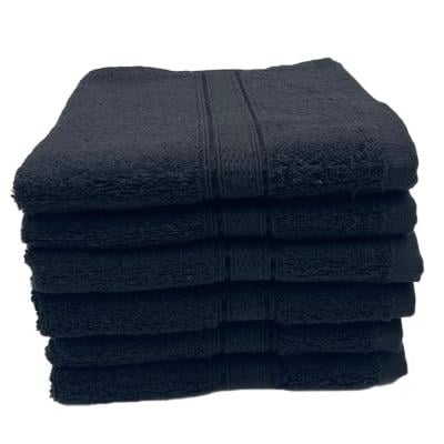 BYFT 110101008015 Daffodil Hand Towel 60x110 cm Set of 6 Black 100% Cotton
