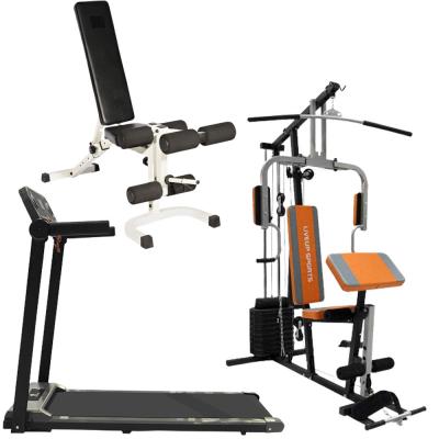 3 In 1 Live Up LS1002 Home Gym With Stack 10*10 100Lbs, TA Sports 0.6HP 1803B Treadmill, Black Color And TA Sport Sit Up Bench, IRSB105