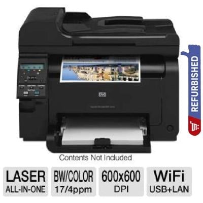 HP LaserJet Pro 100 M175nw WiFi Color Multifunction Printer  600 x 600 dpi, 17 ppm Black, 4 ppm Color, Network Ready, Wireless, Copy, Scan, USB, 600 MHz, 128MB Refurbished