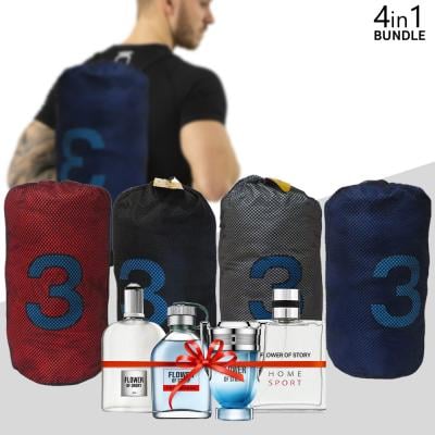 8 in 1 Bundle Offer Orami Gym Bag with Flower Of Story Perfume