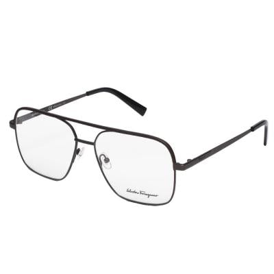 Salvator Ferragamo SF2199L Pilot Gunmetal Eyeglass For Unisex Crystal Lens, Size 58