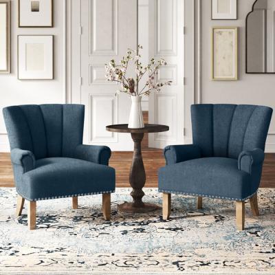 5 Star FSF-AC841377 Wide Tufted Armchair Set of 2 Navy Blue