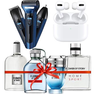 3 In 1 Flower of Story PCP01 Perfume Gift Set 25ml x 4 Piece, Geemy GM566 GM Waterproof 3 in 1 Hair Clipper And Trimmer Assorted And TWS Airpod Pro 3 Bluetooth Earphones Wireless Headset