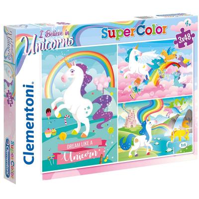 Super Color Puzzle Unicorns 3 x 48 Pcs, 25231