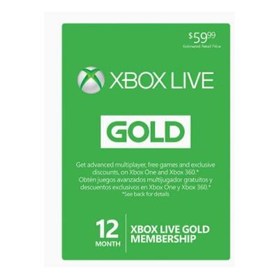 Microsoft 52M-00312 Xbox Live 12 Months Gold Subscription Card Green And White
