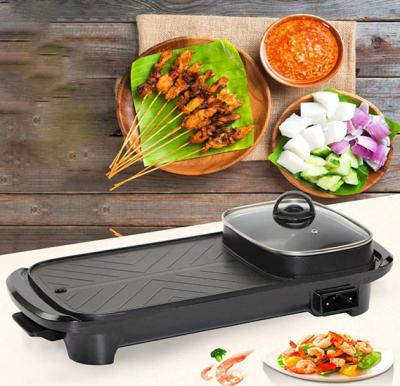 Olympia Multi-Functional Electric Baking Pan Electric Hot Pot, Smokeless Non-Stick Indoor 2 in 1 Electric BBQ Grill, Multi-functional Shabu Hot Pot, Electric Barbecue Oven OE-2107