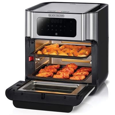 Black+Decker AOF100-B5 Digital Air Fryer Oven 1500W 12L, Silver