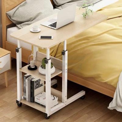 Adjustable Overbed Food Tray Table, Bedside Computer Desk with Wheels, Sofa Side End Laptop Table with Storage Sofa Working Desk 60x40cm Portable Table