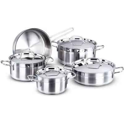 Impex KSC 9 pcs Stainless Steel Cookware Set with Induction Base Silver