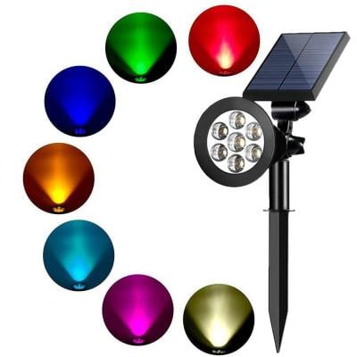 Solar Colorful 7 Led Lawn Lamp Adjustable And Waterproof
