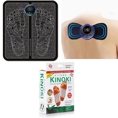 3 in 1 EMS Leg Reshaping Foot Massager and Electric EMS Neck Massager Mini Cervical Back Muscle Pain Relief Patch Stimulator Massager Mat Portable Gel Pad Stickers Slim and  Wormwood Body Cleansing Foot Patch Relieves