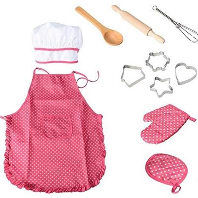 Mansalee Cooking and Baking Set Chef Kitchen Costume Set 11 piece Pink