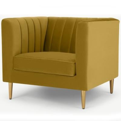 5 Star FSF-Bed465726 Amicie Channel Tufted Velvet Arm Chair Mustard Yellow