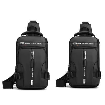 2 in 1 Casual Men Shoulder Bag Multi-Functional Crossbody Bags USB Charging Port Sling Backpack Bag Zipper Water Resistant Sports Purse