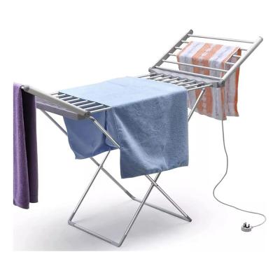 ZEKKLE Electric Heated Clothes Dryer Airer, Portable Folding Towel Warmer Drying Rack X-Legs Stable Standing Heating Dry Racks Energy-Efficient Laundry 18 Bars