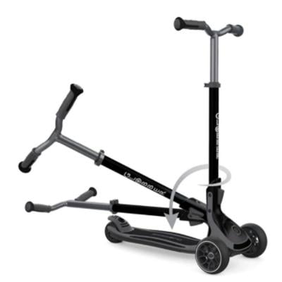 Patented Steering Control On a 3 Wheel Foldable Scooter, Black