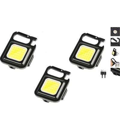 3pcs Bundle of Small Flashlights 800Lumens Bright Mini Flashlight Rechargeable Portable Keychain Light