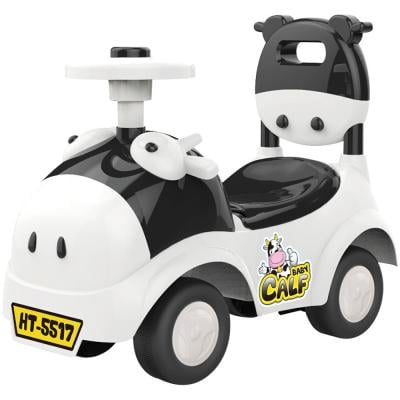 Heng Tai HT-5517 Ride on Car with Slide Push and Storage, Trumpet Horn, Black And White