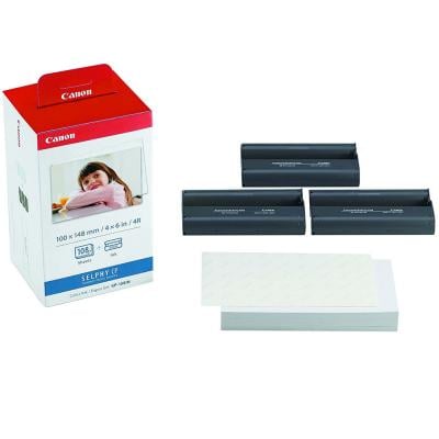 Canon KP-108IN Color Ink and Paper Set for Canon Selphy CP Series, 100 x 148mm, 108 Sheets, White