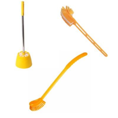 Combo Offer Classy Touch CT-0106A Toilet Brush Orange, Classy Touch CT-0129 Toilet Long Brush Orange, Classy Touch CT-0157 Toilet Brush with Holder Yellow
