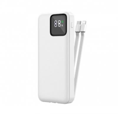 Wiwu JC-18W LED Display 22.5W 10000MAH Power Bank With Built IN Cable White