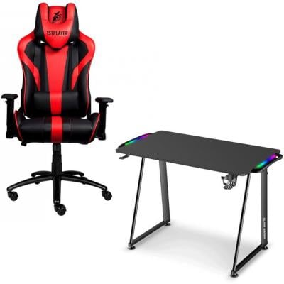 2 In 1 1stPlayer FK1 Gaming Chair and Alpha Gamer Auri Gaming Desk RGB
