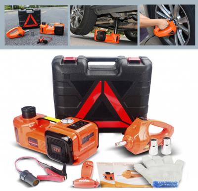 4 In 1 Multifunctional Car Repair Toolkit  5 Ton Electric Hydraulic Floor Jack Set of  Electric jack and air pump and Electric Wrench For Car Use Red Color