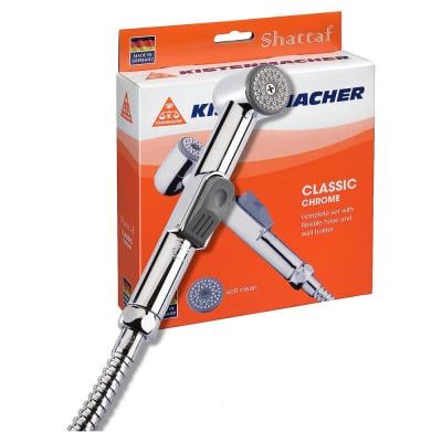 Kistenmacher Set Shattaf Classic chrome complete set with bidet handle 100 cm bidet hose and wall holder