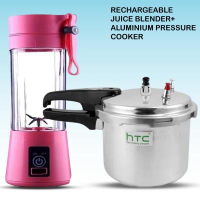 2 In 1 Portable And Rechargeable Battery 6 blade Juice Blender Assorted Color And HTC 3.5 Liter Aluminium Pressure Cooker HTC-305-PC