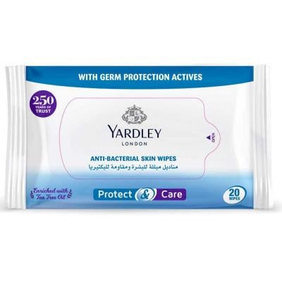 Yardley London Antibacterial Skin Wipes, 20 Wipes