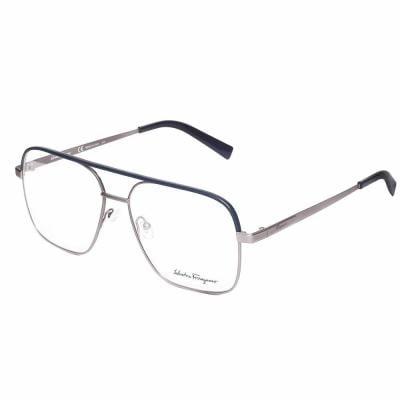 Salvator Ferragamo SF2199L Pilot Silver Eyeglasses For Unisex Crystal Lens, Size  58