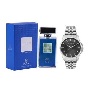 2 in 1 Bundle Ruky Dutch Blue Edition Perfume 80 ml and LEE COOPER Mens Analog Black Dial Watch - LC07443.350