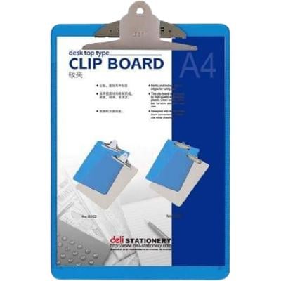 Deli A4 Clip Board Single Sided Pressure Clip Pvc Transparent, 9252