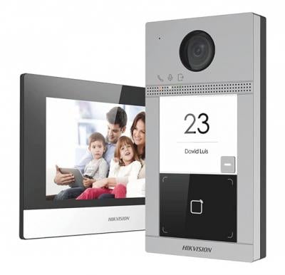HIKVISION DS-KIS604-P Video Intercom Villa Door Station Bundle, 7-inch Colorful Touch Screen with Resolution 1024 × 600 Standard Poe, Views Live Videos of Door Stations and Linked Cameras