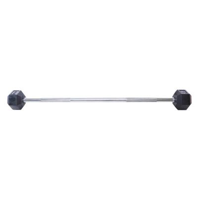 TA Sports Rubber Hex Barbell with Straight Bar 25Kg Black
