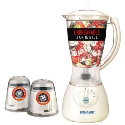 Sonashi 3-In-1 Jar And Mill Blender 1.5L 550W White, SB-133