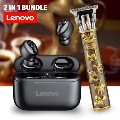 2 In 1 Geemy GM-6627 Professional Rechargeable Hair Trimmer And Lenovo HT18 Wireless TWS Bluetooth 5.0 Earphone, Black