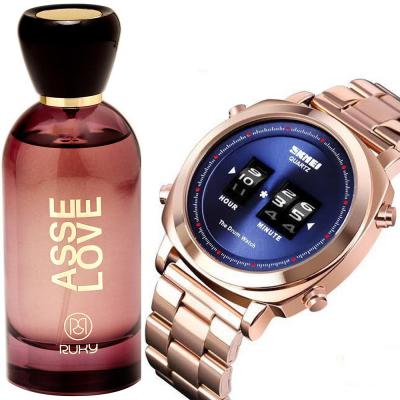 2 in 1 Ladies Fashion Pack Of Skmei Watch And Ruky Asse Love Perfume