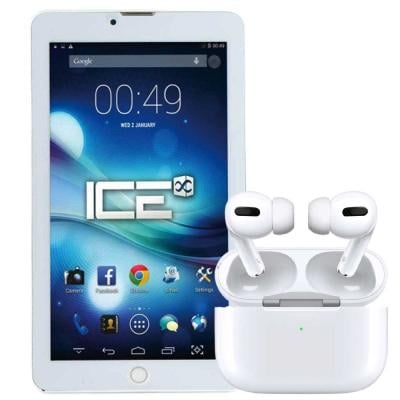 2 In 1 Luxury Touch S716, 7 inch Tablet Dual SIM 2GB RAM 16GB Storage 4G LTE, Assorted Color And TWS Airpod Pro 3 Bluetooth Earphones Wireless Headset, White