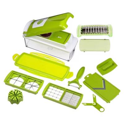 11-Piece Fruit And Vegetable Chopper And Slicer Set White/Green 5x5x7centimeter