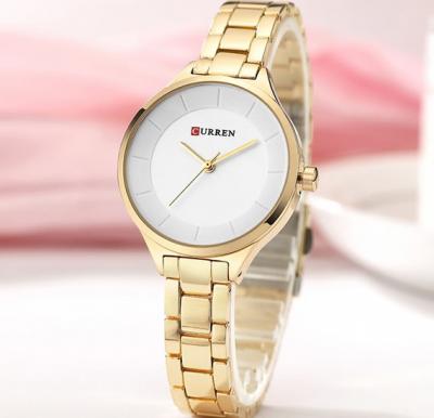 Curren Luxury Minimal Design Analog Stainless Steel Watch For Women, 9015,Rose Gold White