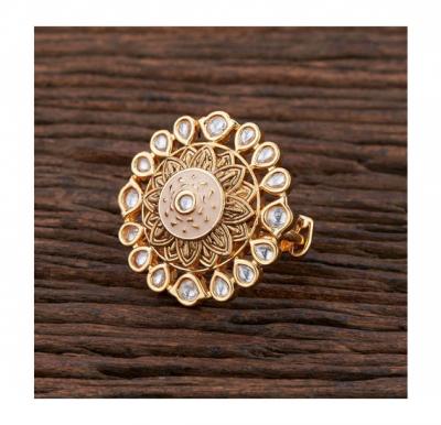 SOL Kundan Classic Ring with Gold Plating J029-SOL, Peach