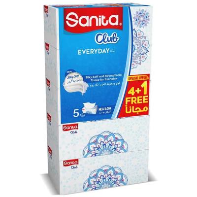 Sanita Club Facial Tissue 170 Sheets X 2 Ply Pack Of 5 Boxes Multicolor