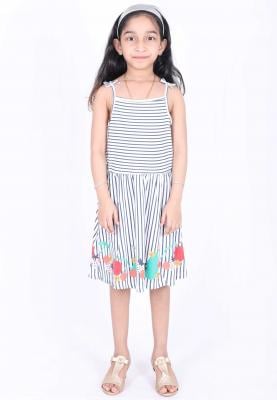 Tradinco Girls Frock White with Blue Lines