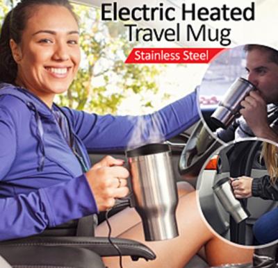 Portable Stainless Steel 12 Volt Car Travel Water and Coffee Maker Mug With Handle, 414ml/14OZ, C70