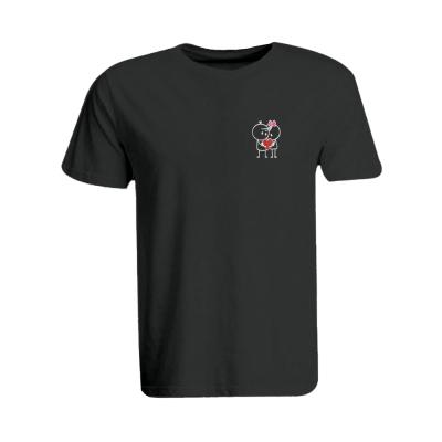 BYFT 110101009142 Embroidered Cotton T-Shirt Him & Her with Heart Personalized Round Neck T-Shirt For Women Black Small