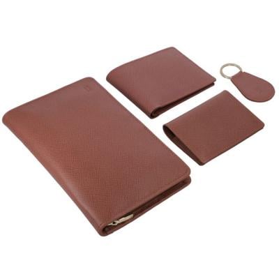 Jafferjees 110101005010 Genuine Leather Mens Petra Wallet Set Set of 4 Dark Tan